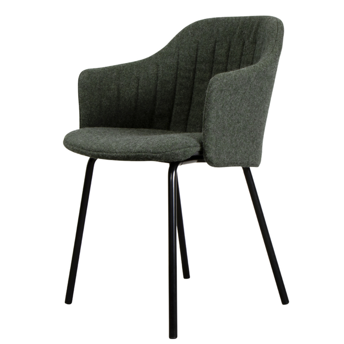 Choice Chair by Cane-line Black, galvanized steel w/4legs with Dark green, Cane-line Link cushion