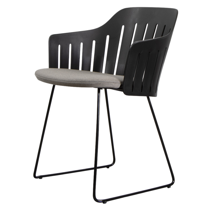 Choice Chair by Cane-line Black chair with Black, galvanized steel w/sled and Taupe, Cane-line Natté cushion