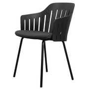 Choice Chair by Cane-line Black chair with Black, galvanized steel w/4legs and Black, Cane-line Natté   cushion