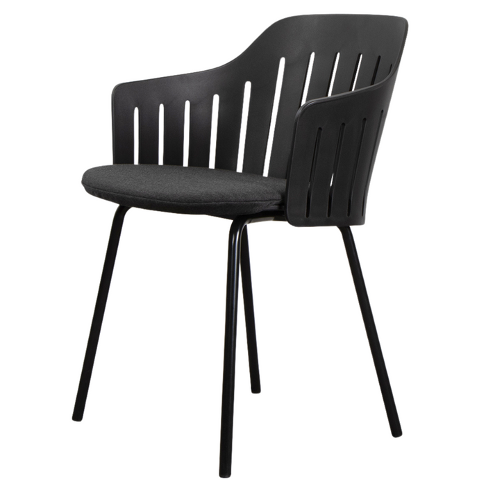 Choice Chair by Cane-line Black chair with Black, galvanized steel w/4legs and Black, Cane-line Natté   cushion