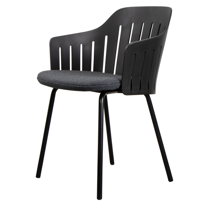 Choice Chair by Cane-line Black chair with Black, galvanized steel w/4legs and Dark grey, Cane-line Focus cushion