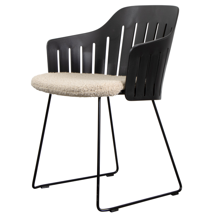 Choice Chair by Cane-line Black chair with Black, galvanized steel w/sled and Sand, Cane-line Free cushion