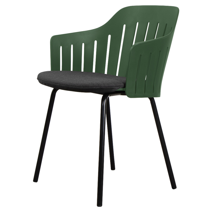 Choice Chair by Cane-line Dark green chair with Black, galvanized steel w/4legs and Black, Cane-line Natté cushion