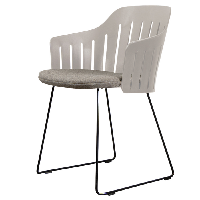 Choice Chair by Cane-line Taupe chair with Black, galvanized steel w/sled and Taupe, Cane-line Natté cushion