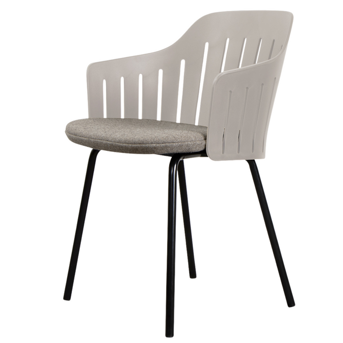 Choice Chair by Cane-line Taupe chair with Black, galvanized steel w/4legs and Taupe, Cane-line Natté cushion