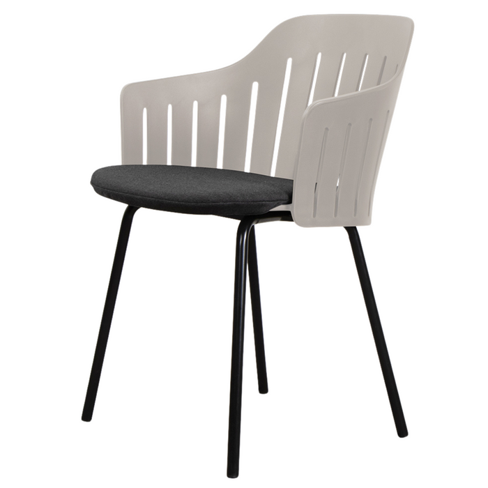 Choice Chair by Cane-line Taupe chair with Black, galvanized steel w/4legs and Black, Cane-line Natté cushion