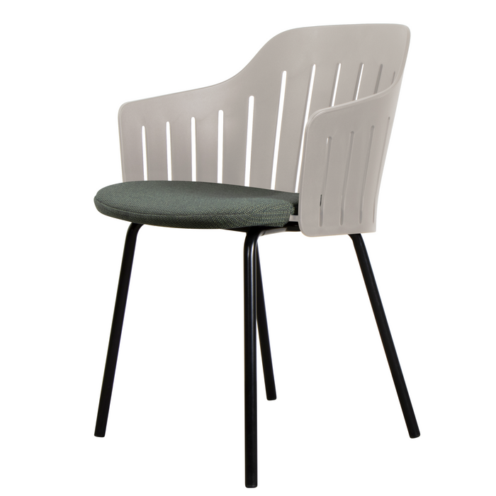 Choice Chair by Cane-line Taupe chair with Black, galvanized steel w/4legs and Dark green, Cane-line Link cushion