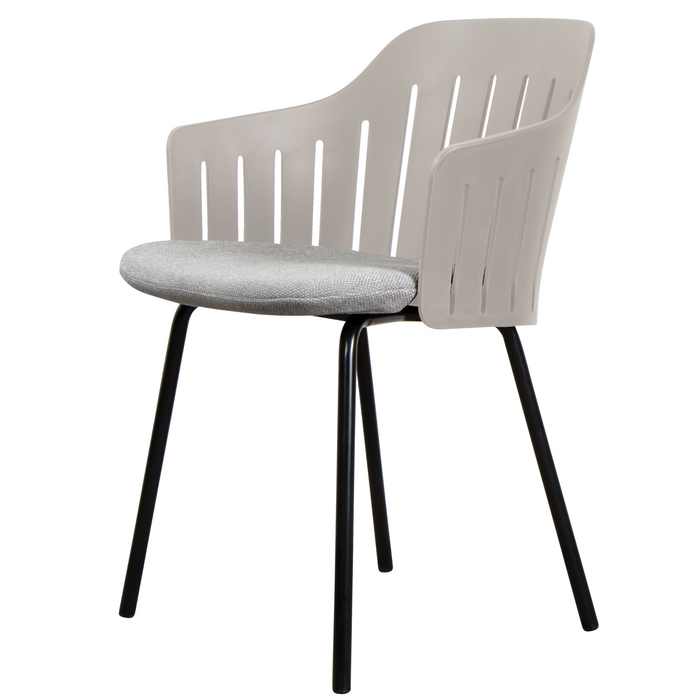 Choice Chair by Cane-line Taupe chair with Black, galvanized steel w/4legs and Light grey, Cane-line Focus cushion