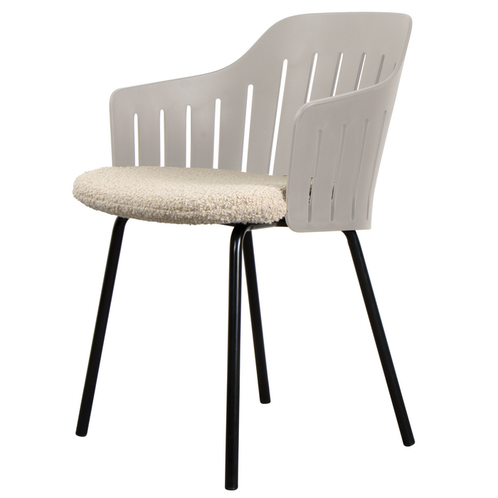 Choice Chair by Cane-line Taupe chair with Black, galvanized steel w/4legs and Sand, Cane-line Free cushion