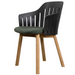 Choice Chair by Cane-line Black chair with teak legs and Dark green, Cane-line Link cushion