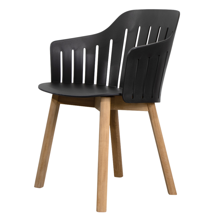 Choice Chair by Cane-line Black chair with teak legs and no cushion