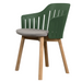 Choice Chair by Cane-line Dark green chair with teak legs and Taupe, Cane-line Natté cushion