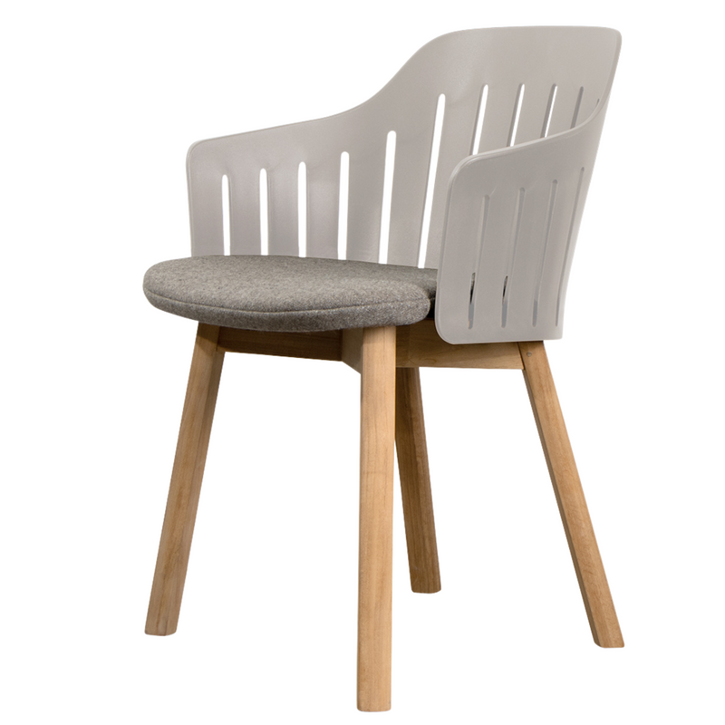 Choice Chair by Cane-line Taupe chair with teak legs andTaupe, Cane-line Natté cushion