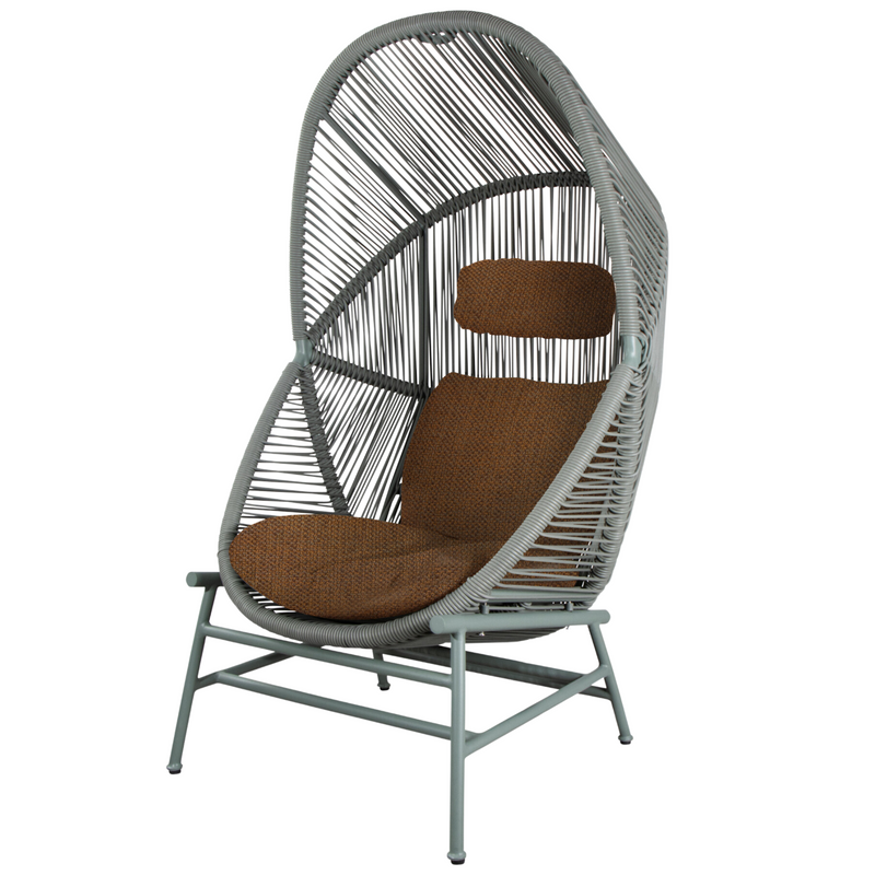 cane line hive chair Dusty green, small round tube Cane-line Weave with Dusty green, aluminium base and Umber brown, Cane-line Rise cushion