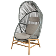 cane line hive chair Dusty green, small round tube Cane-line Weave with teak base and Desert sand, Cane-line Rise cushion