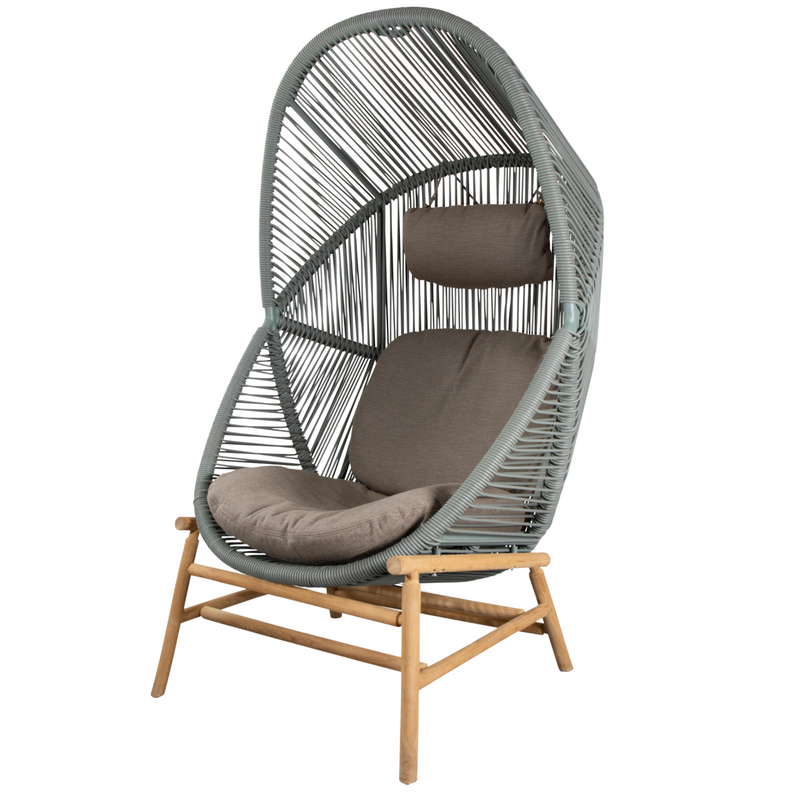 cane line hive chair Dusty green, small round tube Cane-line Weave with teak base and Taupe, Cane-line AirTouch cushion