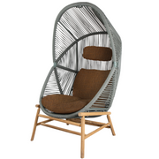 cane line hive chair Dusty green, small round tube Cane-line Weave with teak base and Umber brown, Cane-line Rise cushion