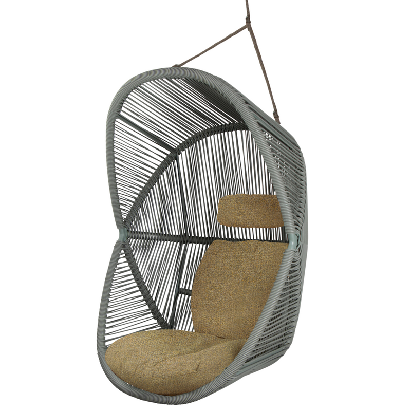 cane line hive chair Dusty green, small round tube Cane-line Weave with Taupe, string Cane-line Soft Rope and Turmeric yellow, Cane-line Rise cushion