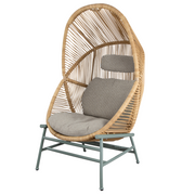 cane line hive chair Natural, small round tube Cane-line Weave with Dusty green, aluminium base and Desert sand, Cane-line Rise cushion