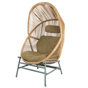 cane line hive chair Natural, small round tube Cane-line Weave with Dusty green, aluminium base and Turmeric yellow, Cane-line Rise