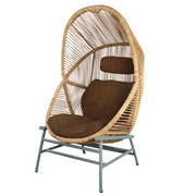 cane line hive chair Natural, small round tube Cane-line Weave with Dusty green, aluminium base and Umber brown, Cane-line Rise cushion