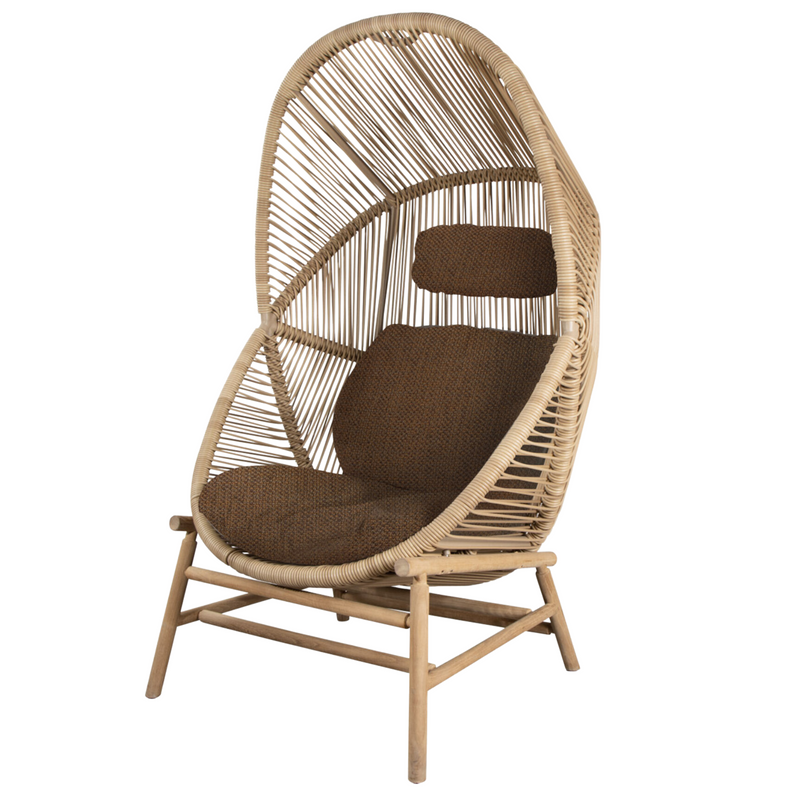 cane line hive chair Natural, small round tube Cane-line Weave with teak base and Umber brown, Cane-line Rise cushion