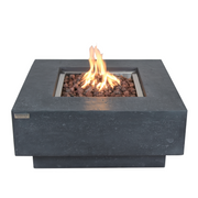 Concrete fire pit with flames on a white background