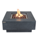 Concrete fire pit with flames on a white background
