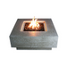 Square concrete fire pit with flames on a white background