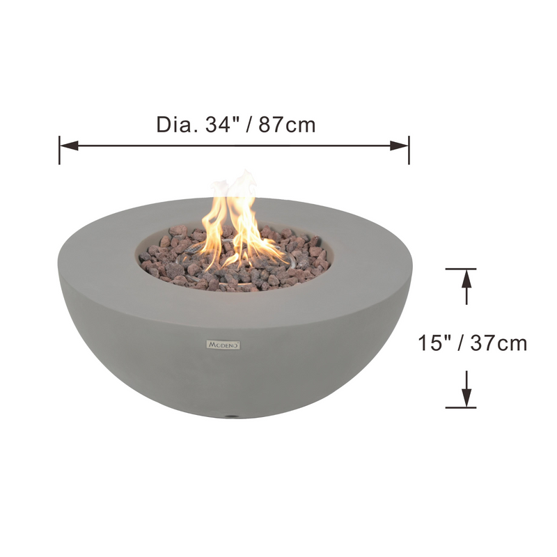 Modeno Roca Fire Table dimensions