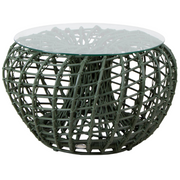 Cane line Nest coffee table footstool small dark green with wind screen
