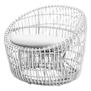 Cane line Nest outdoor round chair white Light Grey Natte cushion 