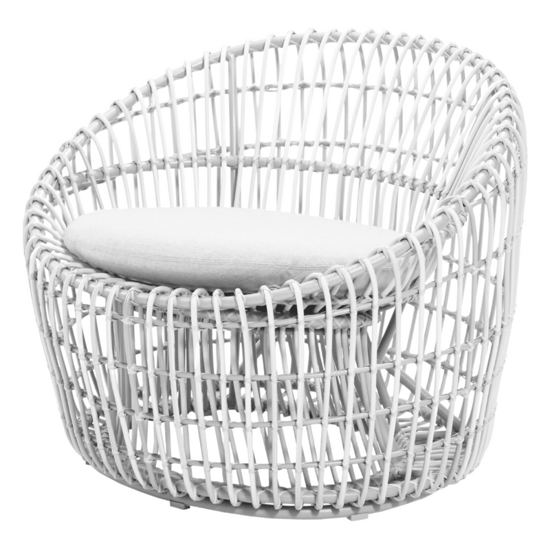 Cane line Nest outdoor round chair white Light Grey Natte cushion 
