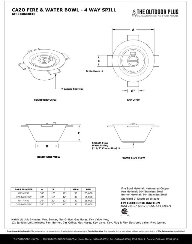 Copper fire water bowl outdoor dimensions