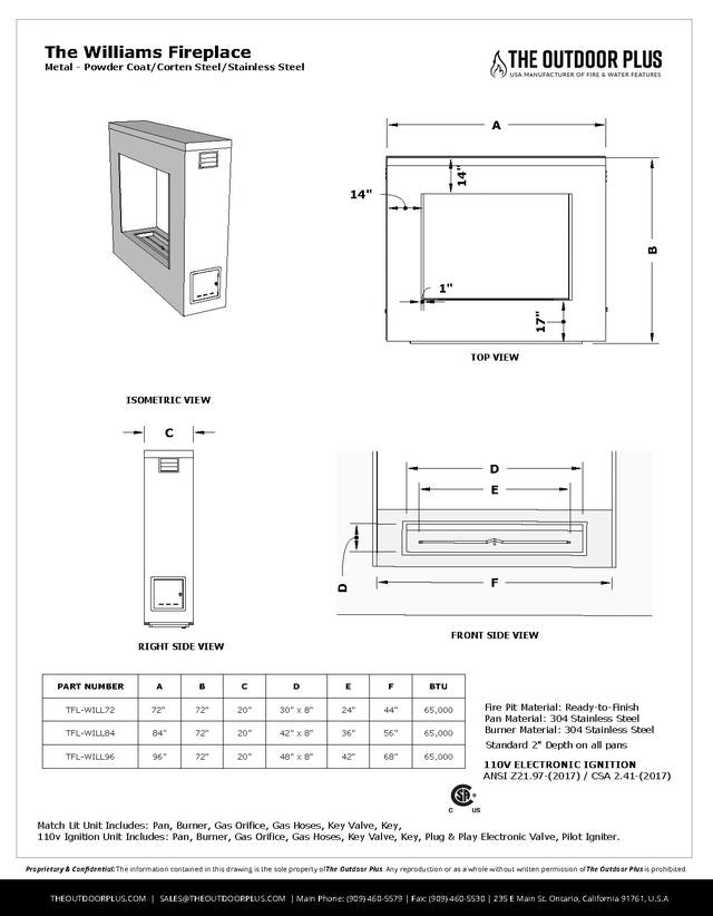 Stainless Steel fire place outdoor dimensions