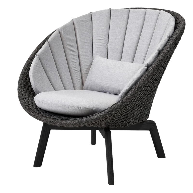 cane line peacock lounge chair ark grey, medium flat Cane-line Soft Rope w/black aluminium and Light grey, Cane-line Natté cushion