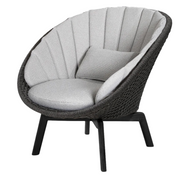 cane line peacock lounge chair ark grey, medium flat Cane-line Soft Rope w/black aluminium and Light grey, Cane-line Focus cushion