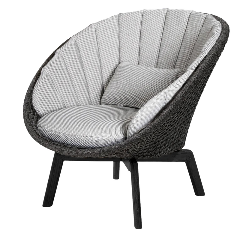 cane line peacock lounge chair ark grey, medium flat Cane-line Soft Rope w/black aluminium and Light grey, Cane-line Focus cushion