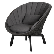 cane line peacock lounge chair ark grey, medium flat Cane-line Soft Rope w/black aluminium and Dark grey, Cane-line Focus cushion