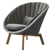 Cane line Peacock lounge chairGrey/light grey, small flat Cane-line Weave w/teak and Taupe, Cane-line Natté cushion