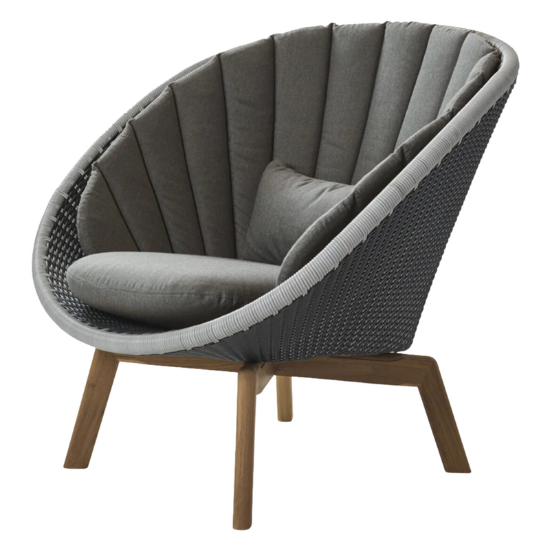 Cane line Peacock lounge chairGrey/light grey, small flat Cane-line Weave w/teak and Taupe, Cane-line Natté cushion