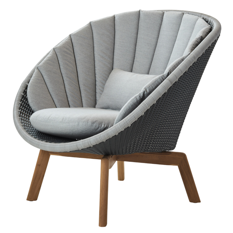 Cane line Peacock lounge chairGrey/light grey, small flat Cane-line Weave w/teak and Light grey, Cane-line Natté cushion