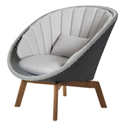 Cane line Peacock lounge chairGrey/light grey, small flat Cane-line Weave w/teak and Light grey, Cane-line Focus cushion