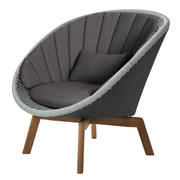 Cane line Peacock lounge chairGrey/light grey, small flat Cane-line Weave w/teak and Dark grey, Cane-line Focus cushion