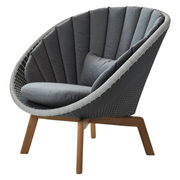 Cane line Peacock lounge chairGrey/light grey, small flat Cane-line Weave w/teak and Grey, Cane-line Natté cushion