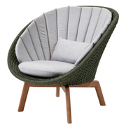 Cane line Peacock lounge chair Dark green, medium flat Cane-line Soft Rope w/teak and Light grey, Cane-line Natté cushion