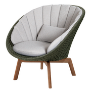 Cane line Peacock lounge chair Dark green, medium flat Cane-line Soft Rope w/teak and Light grey, Cane-line Focus cushion