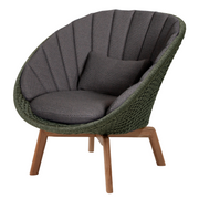 Cane line Peacock lounge chair Dark green, medium flat Cane-line Soft Rope w/teak and Dark grey, Cane-line Focus cushion