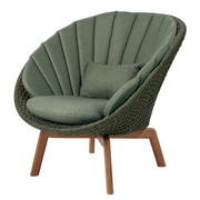 Cane line Peacock lounge chair Dark green, medium flat Cane-line Soft Rope w/teak and Dark green, Cane-line Link cushion