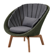 Cane line Peacock lounge chair Dark green, medium flat Cane-line Soft Rope w/teak and Grey, Cane-line Natté cushion